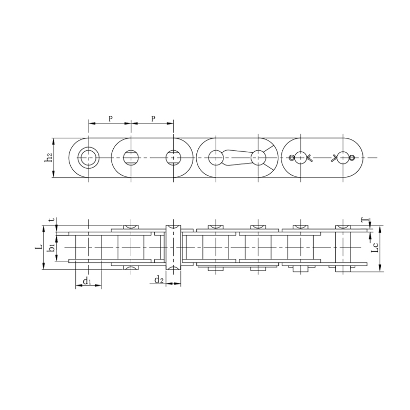 Slabhraí sorcóir le pláta taobh díreach ( sraith A )
