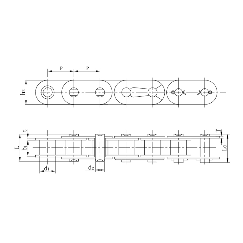 Slabhraí sorcóir le pláta taobh díreach ( sraith B )