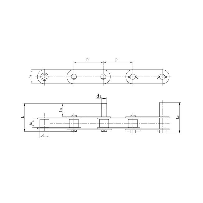 Slabhraí iompair pháirc dúbailte cruach dhosmálta le bioráin leathnaithe