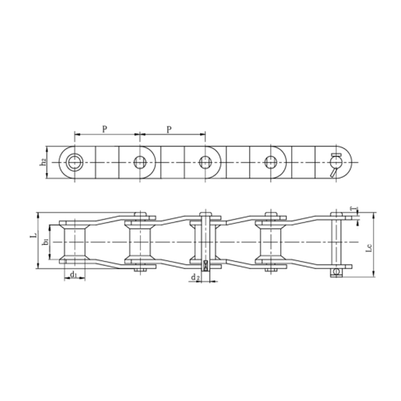 Slabhraí muileann nasc cranked de chineál cruach táthaithe