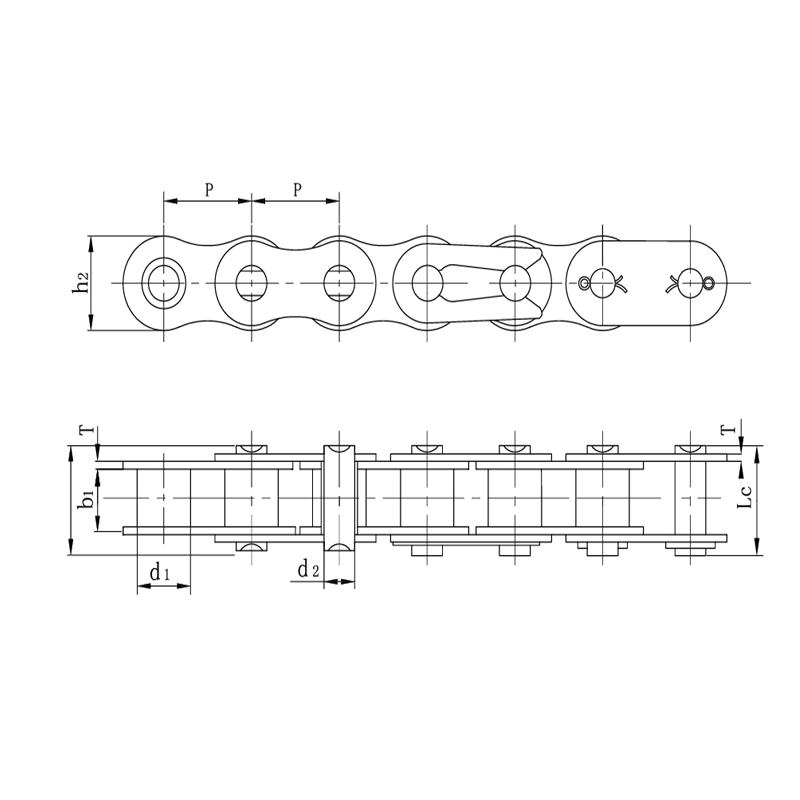 Slabhraí gluaisrothar láidir tromshaothair cruach cóimhiotail ardchaighdeáin